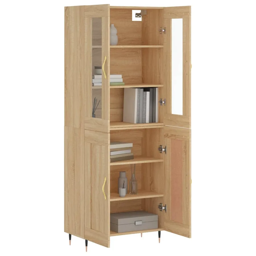Buffet haut Chêne sonoma 69,5x34x180 cm Bois d'ingénierie - 11