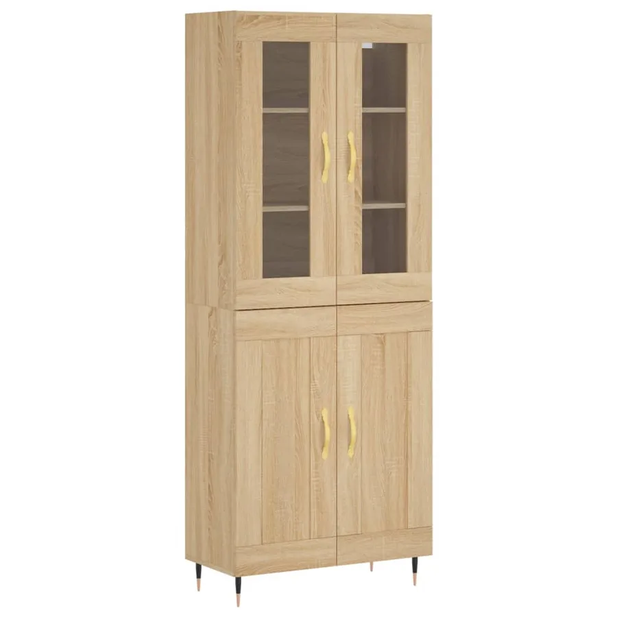 Buffet haut Chêne sonoma 69,5x34x180 cm Bois d'ingénierie - 2