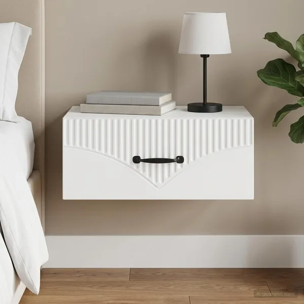 Cabinet de chevet mural avec tiroir Blanc 49 x 34,5 x 20 cm