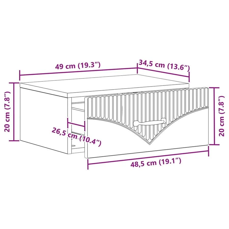 Cabinet de chevet mural avec tiroir Blanc 49 x 34,5 x 20 cm - 9