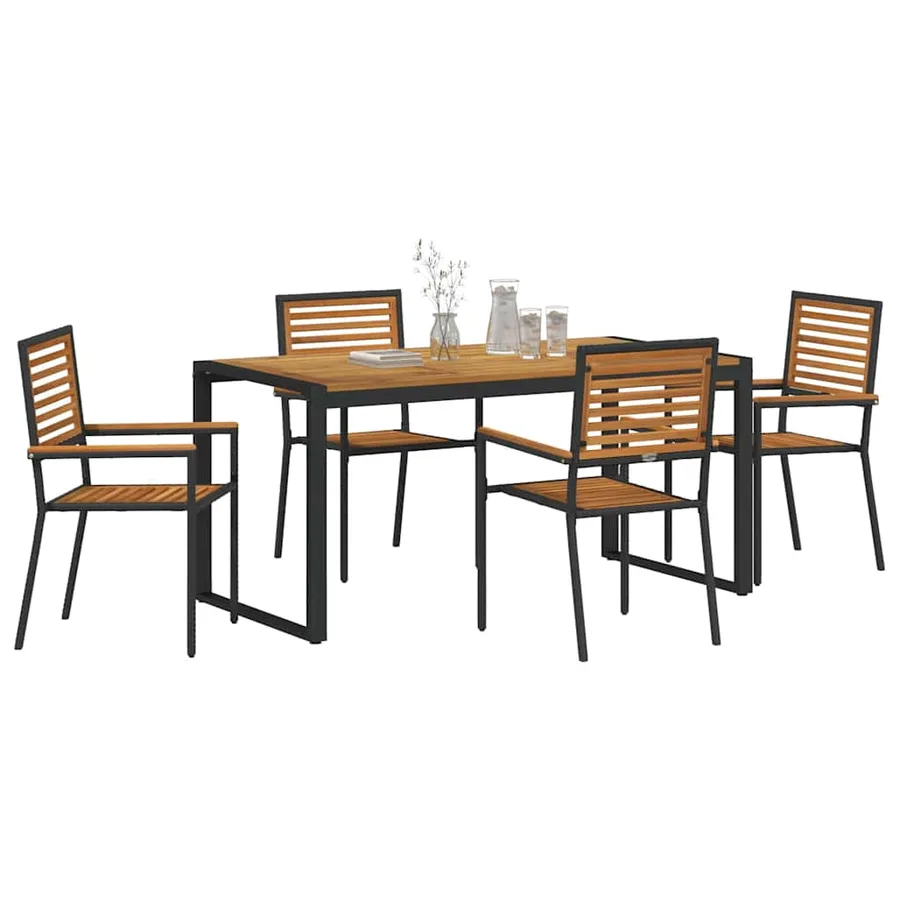 Ensemble de salle à manger pour jardin 5 pcs Noir et Marron - 3