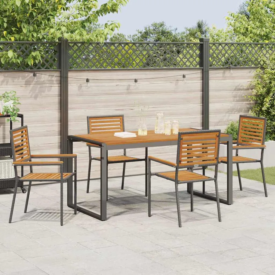 Ensemble de salle à manger pour jardin 5 pcs Noir et Marron - 4