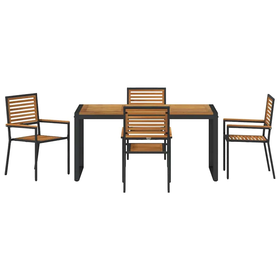 Ensemble de salle à manger pour jardin 5 pcs Noir et Marron - 7