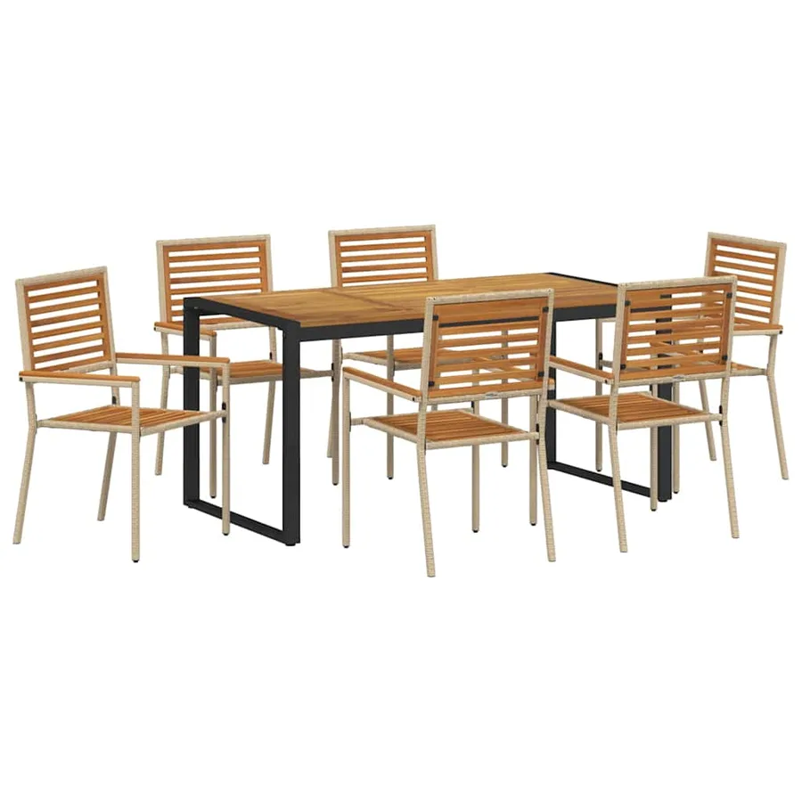 Ensemble de salle à manger pour jardin 7 pcs Beige et Marron - 2