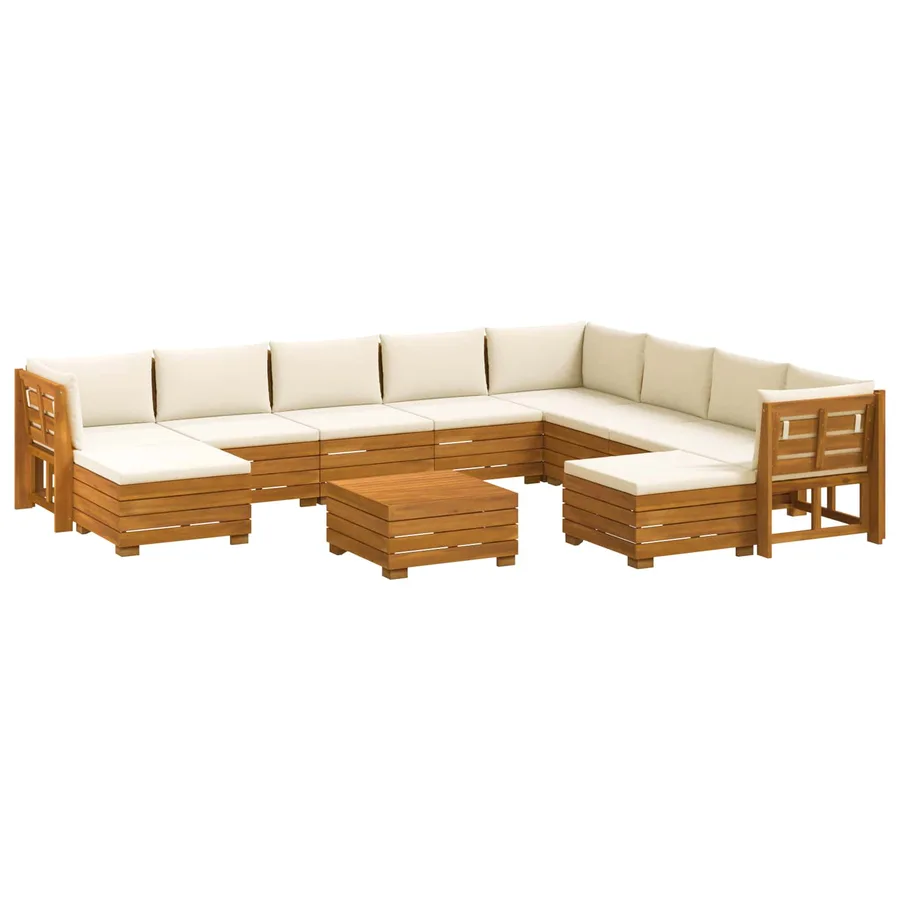 Ensemble de canapés d'extérieur avec coussin 11 Pièce Marron - 2