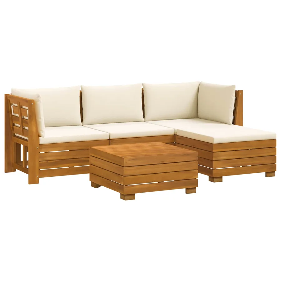 Ensemble de canapés d'extérieur avec coussin 5 Pièce Marron - 2