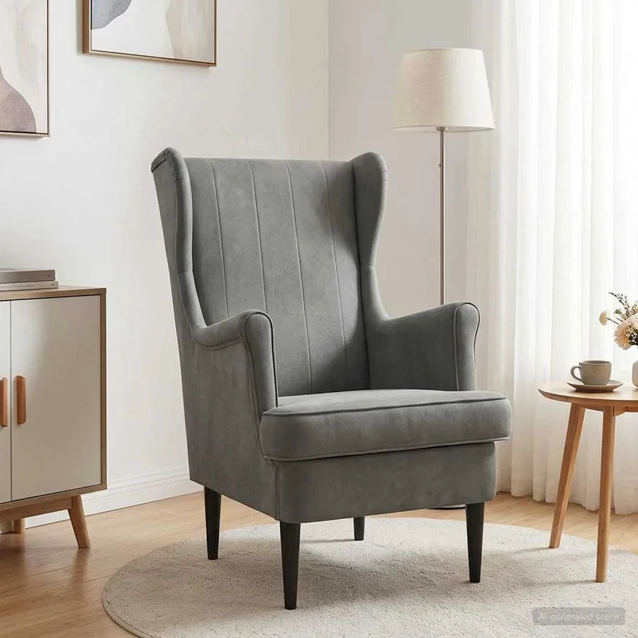 Fauteuil Gris foncé Velours - 3