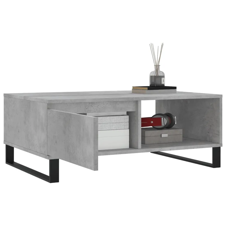 Table basse gris béton 90x60x35 cm bois d'ingénierie - 4