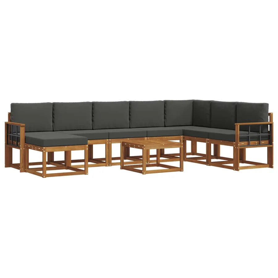 Ensemble de canapés d'extérieur 9 pcs Naturel et Anthracite - 2