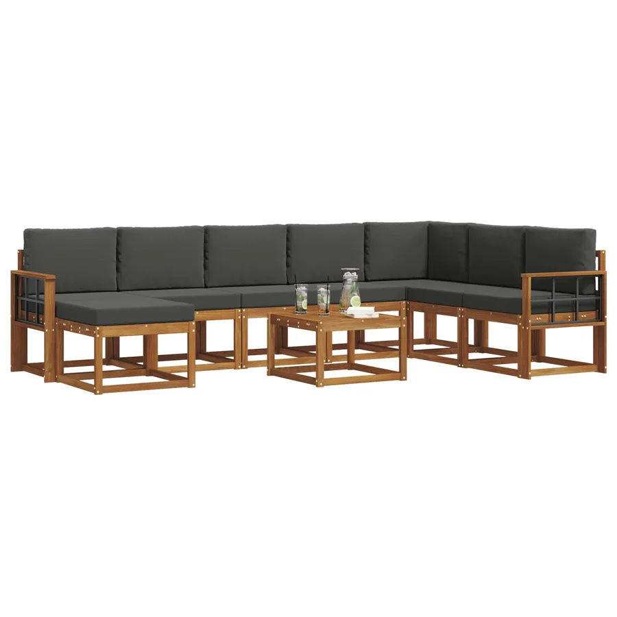 Ensemble de canapés d'extérieur 9 pcs Naturel et Anthracite - 3