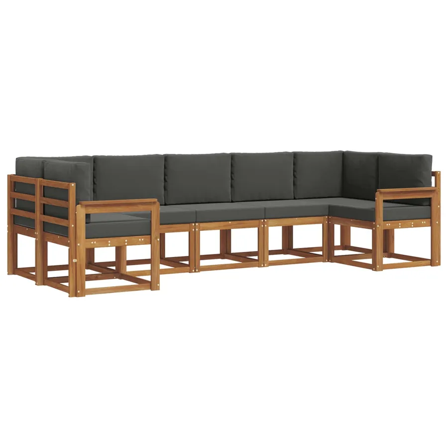 Ensemble de canapés d'extérieur 7 pc Naturel et Anthracite - 2