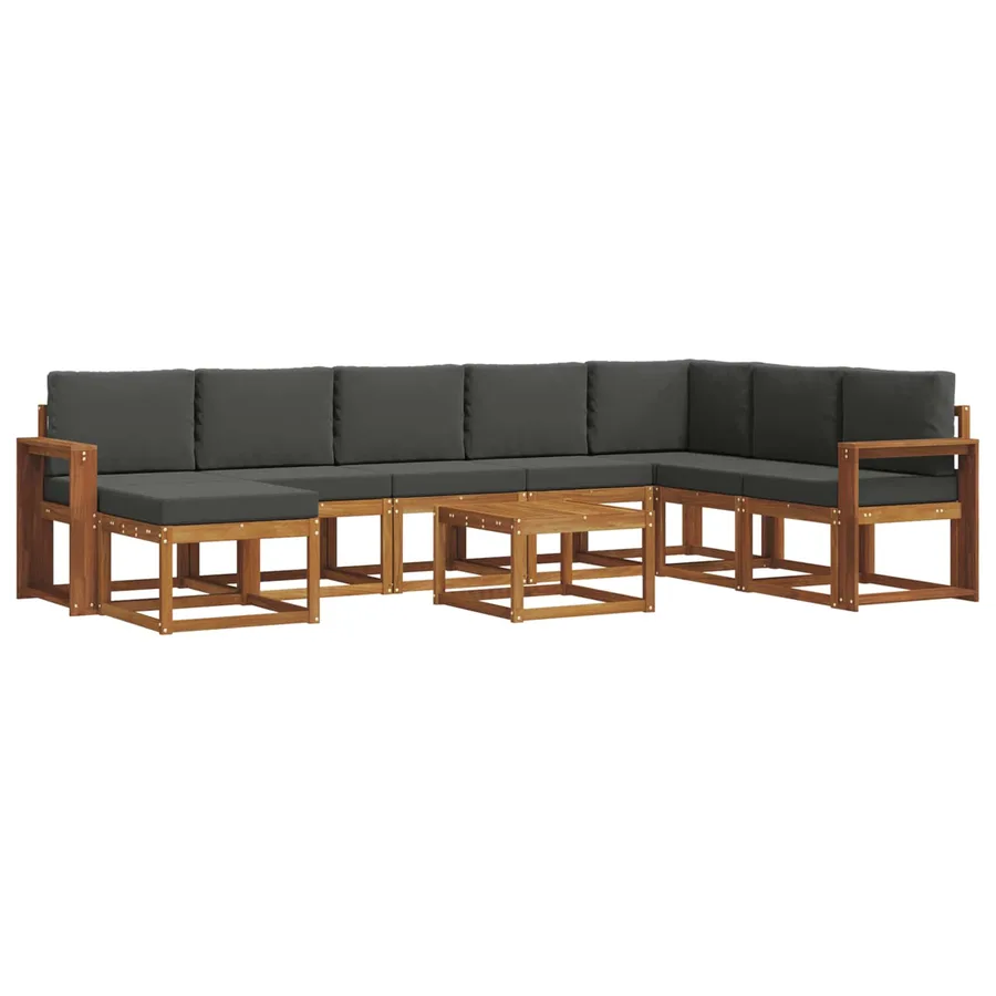 Ensemble de canapés d'extérieur 9 pcs Naturel et Anthracite - 2