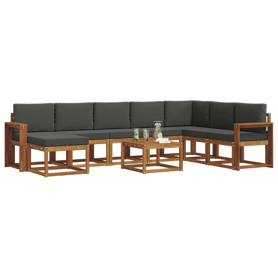 Ensemble de canapés d'extérieur 9 pcs Naturel et Anthracite - 3