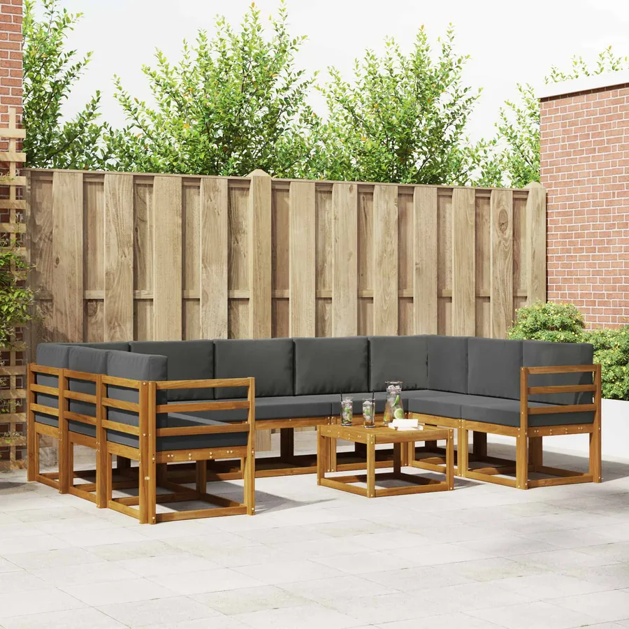 Ensemble de canapés d'extérieur 10 pcs Naturel et Anthracite
