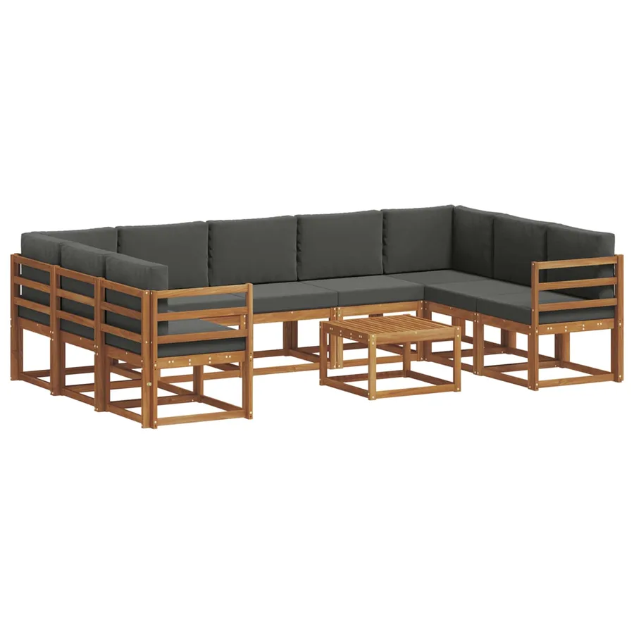 Ensemble de canapés d'extérieur 10 pcs Naturel et Anthracite - 2