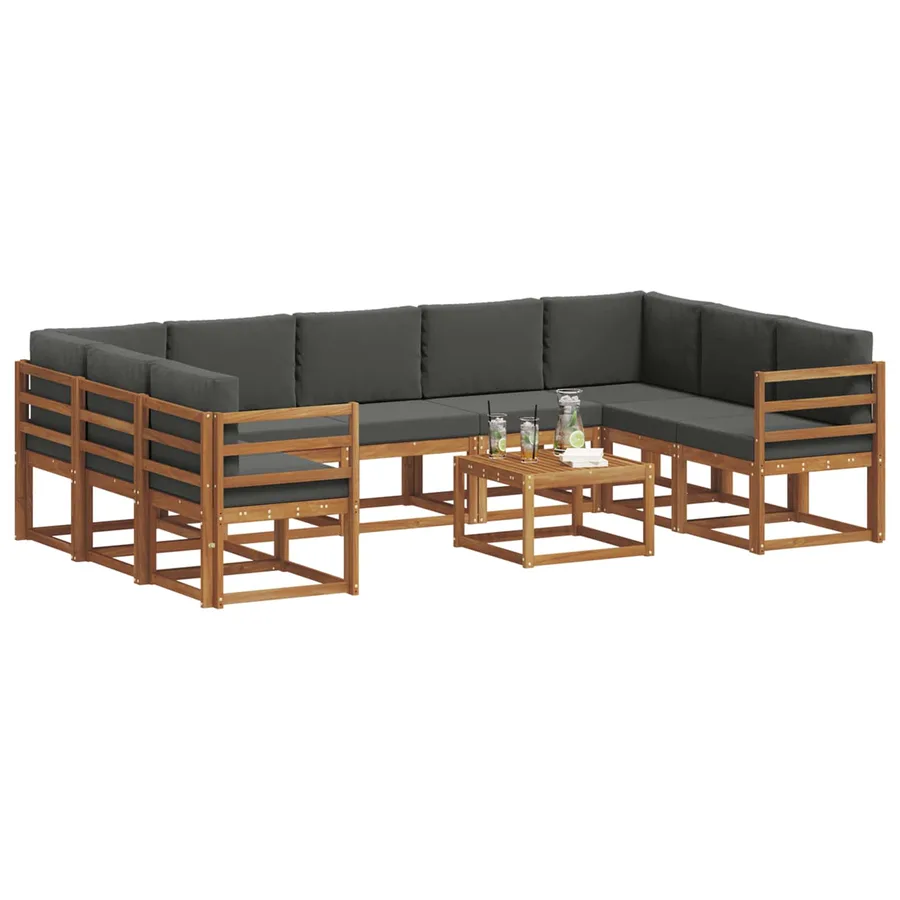 Ensemble de canapés d'extérieur 10 pcs Naturel et Anthracite - 3