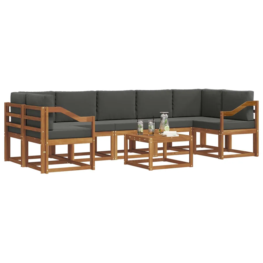 Ensemble de canapés d'extérieur 8 pcs Naturel et Anthracite - 3
