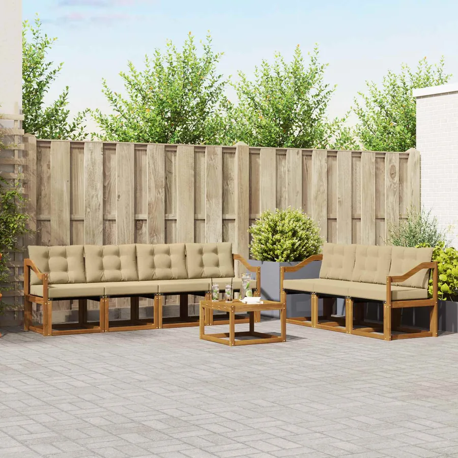 Ensemble de canapés d'extérieur 8 pcs Naturel et Beige
