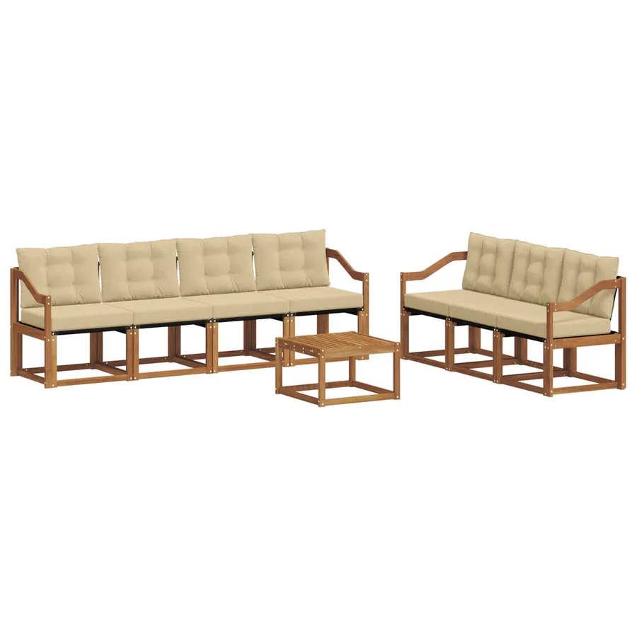 Ensemble de canapés d'extérieur 8 pcs Naturel et Beige - 2