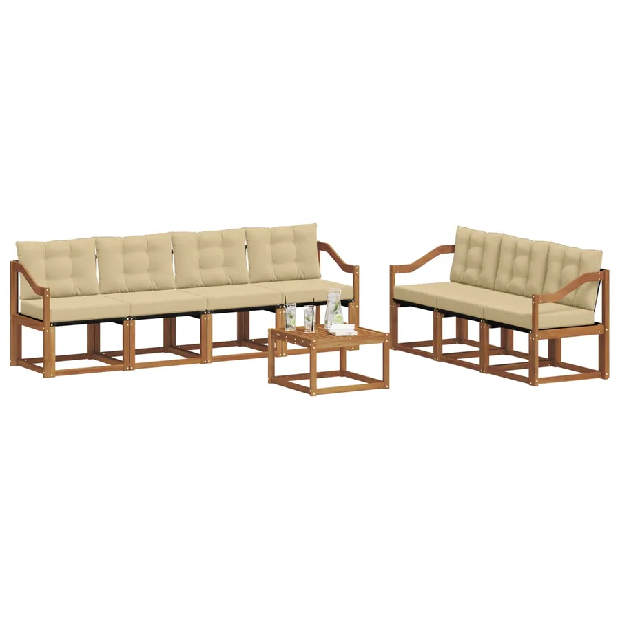 Ensemble de canapés d'extérieur 8 pcs Naturel et Beige - 3