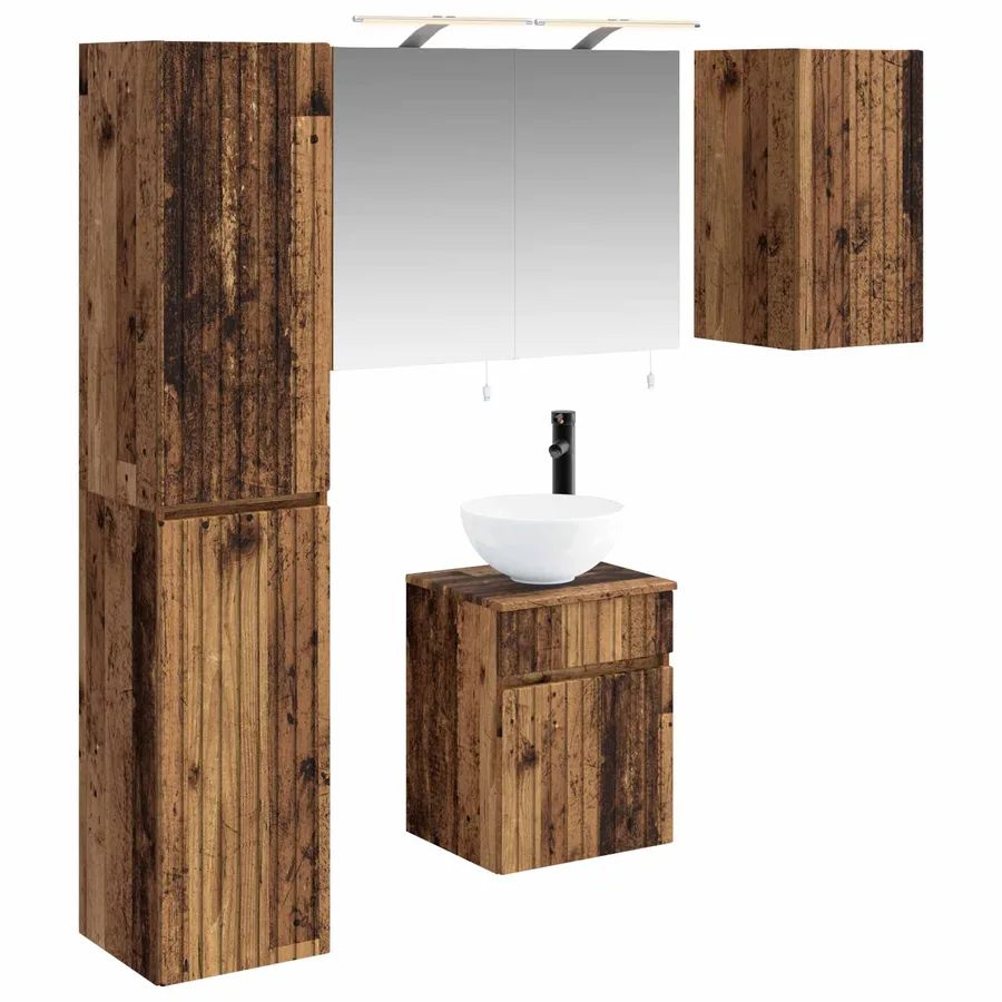 Ensemble d'armoire de salle de bain 5 pcs Bois ancien - 2