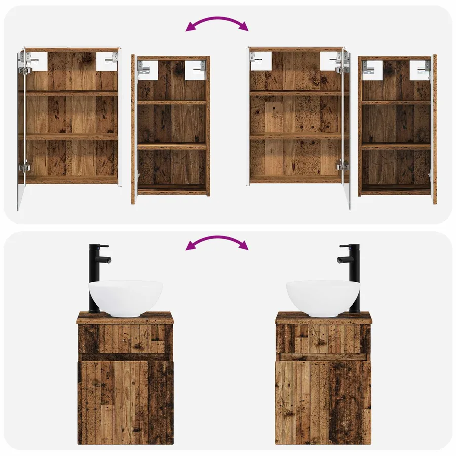 Ensemble d'armoire de salle de bain 5 pcs Bois ancien - 14