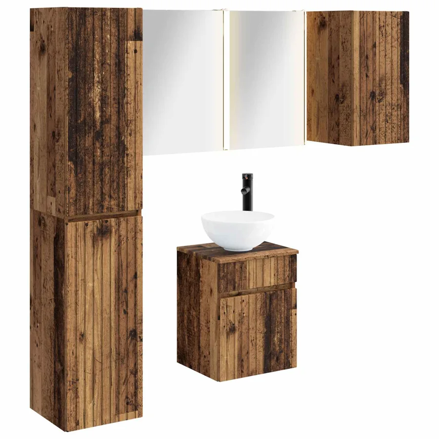Ensemble d'armoire de salle de bain 5 pcs Bois ancien - 2