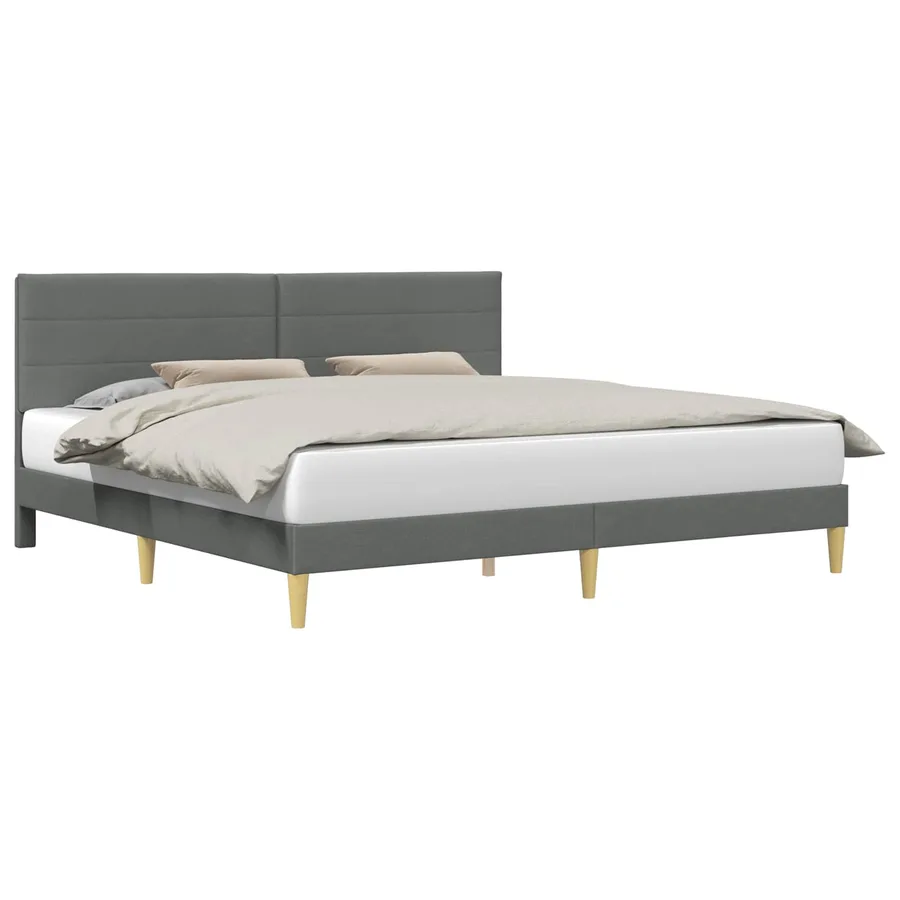 Cadre de lit avec tête de lit Gris foncé 200 x 200 cm Tissu - 2
