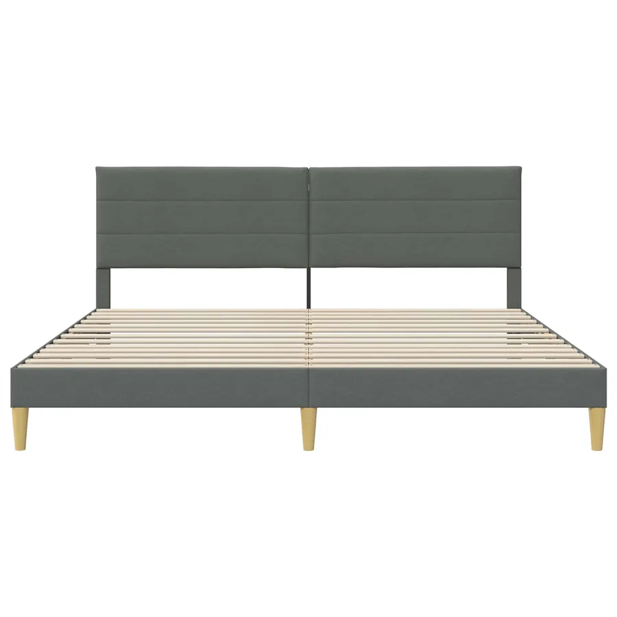 Cadre de lit avec tête de lit Gris foncé 200 x 200 cm Tissu - 4