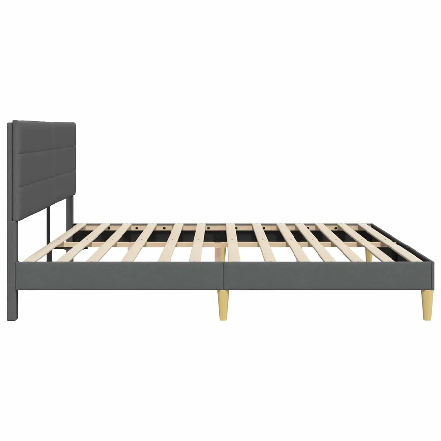 Cadre de lit avec tête de lit Gris foncé 200 x 200 cm Tissu - 5