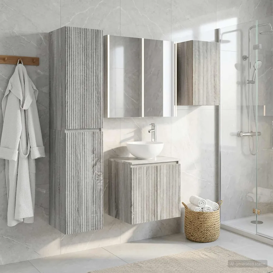 Ensemble d'armoire de salle de bain 5 pcs Sonoma gris