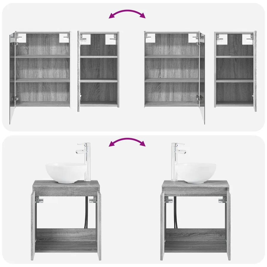 Ensemble d'armoire de salle de bain 5 pcs Sonoma gris - 14