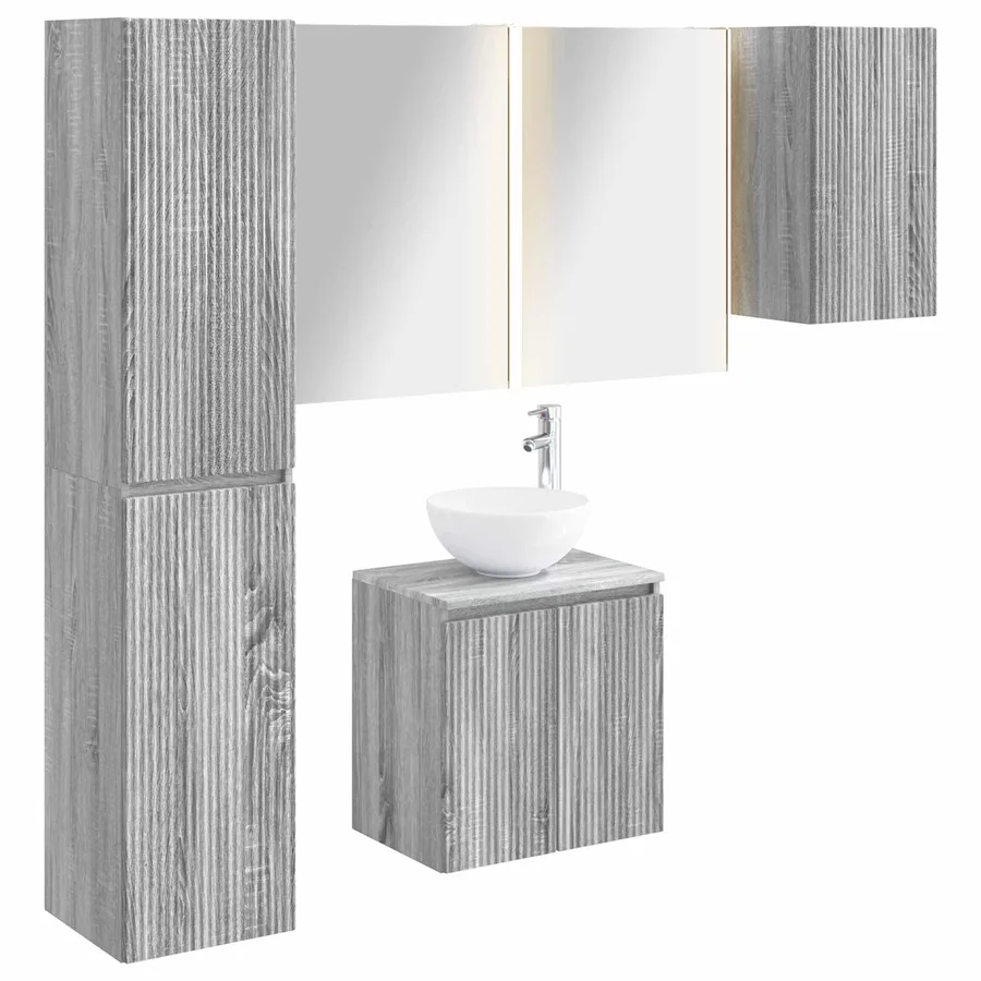 Ensemble d'armoire de salle de bain 5 pcs Sonoma gris - 2
