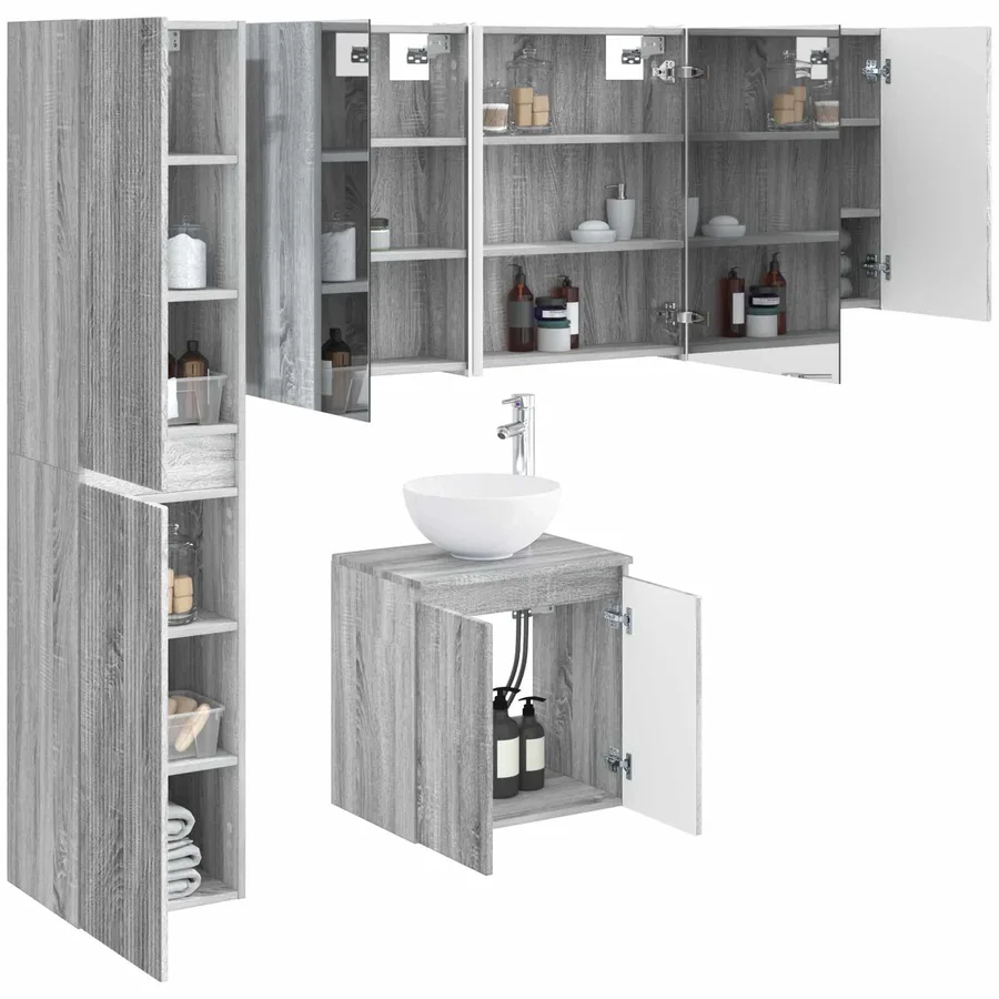 Ensemble d'armoire de salle de bain 5 pcs Sonoma gris - 3