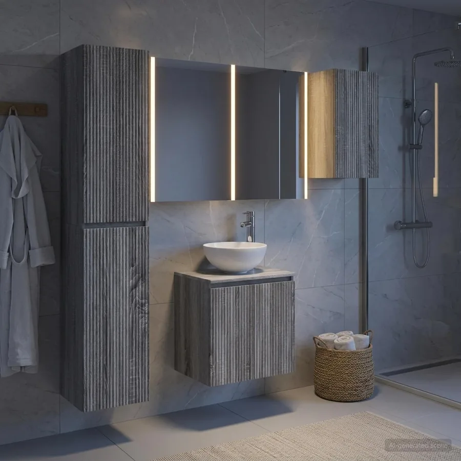 Ensemble d'armoire de salle de bain 5 pcs Sonoma gris - 4
