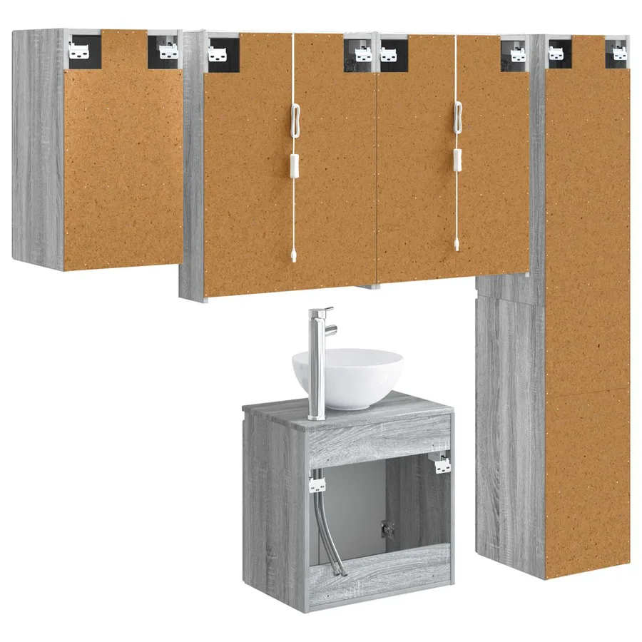 Ensemble d'armoire de salle de bain 5 pcs Sonoma gris - 9