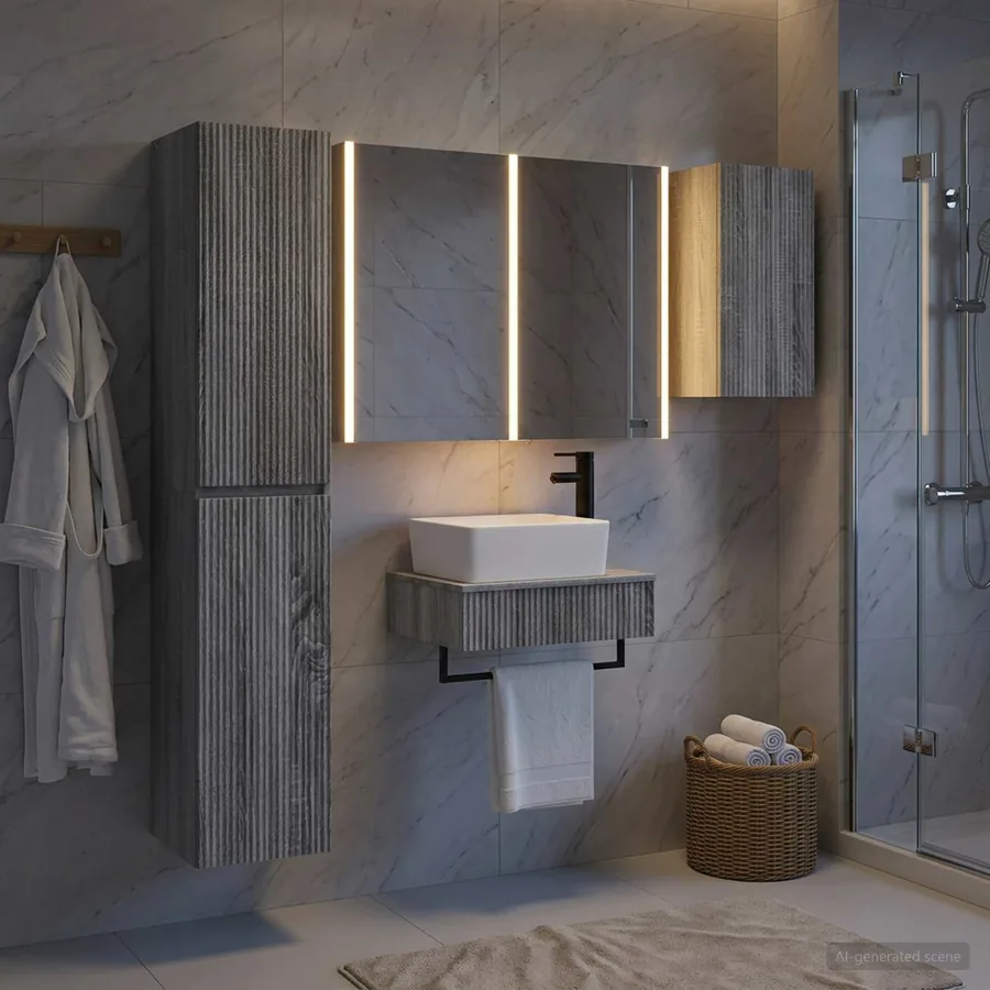 Ensemble de mobilier de salle de bain 5 pcs Sonoma gris