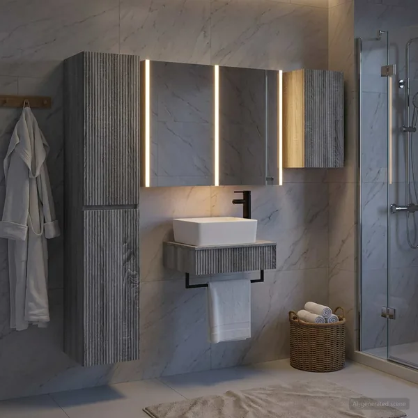Ensemble de mobilier de salle de bain 5 pcs Sonoma gris