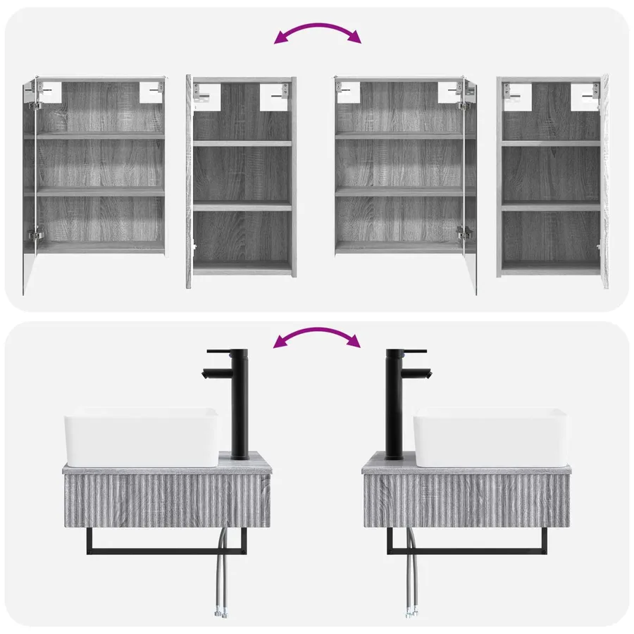 Ensemble de mobilier de salle de bain 5 pcs Sonoma gris - 14