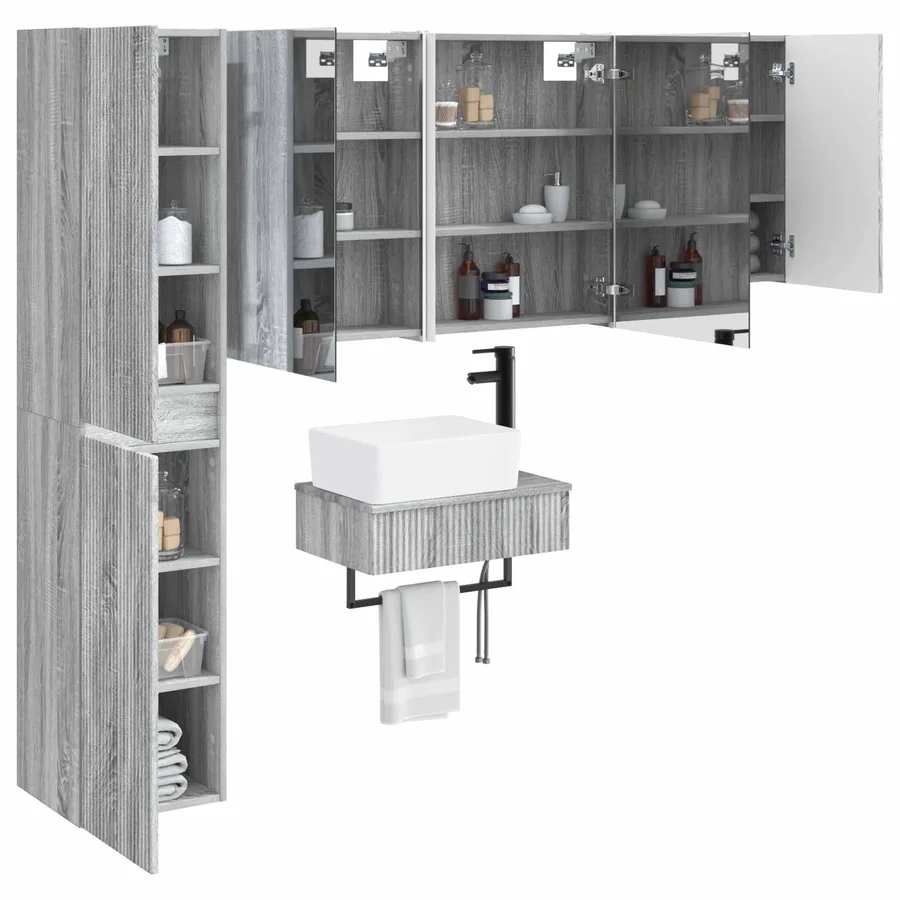 Ensemble de mobilier de salle de bain 5 pcs Sonoma gris - 3