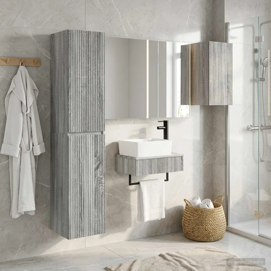 Ensemble de mobilier de salle de bain 5 pcs Sonoma gris - 4