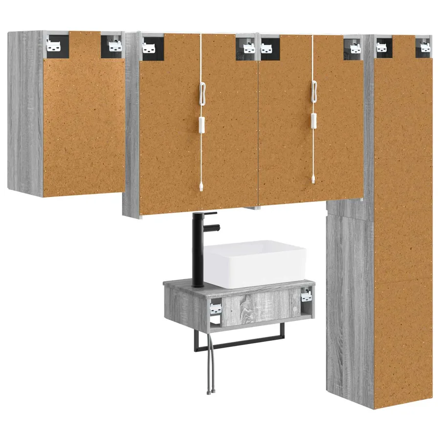 Ensemble de mobilier de salle de bain 5 pcs Sonoma gris - 9