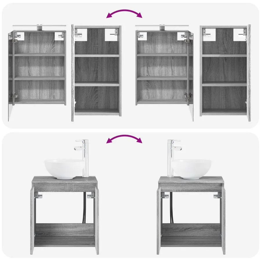 Ensemble d'armoire de salle de bain 5 pcs Sonoma gris - 14