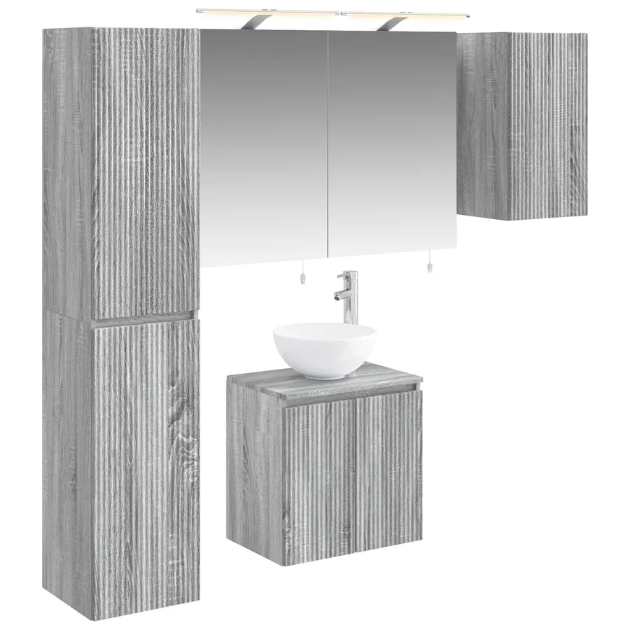 Ensemble d'armoire de salle de bain 5 pcs Sonoma gris - 2