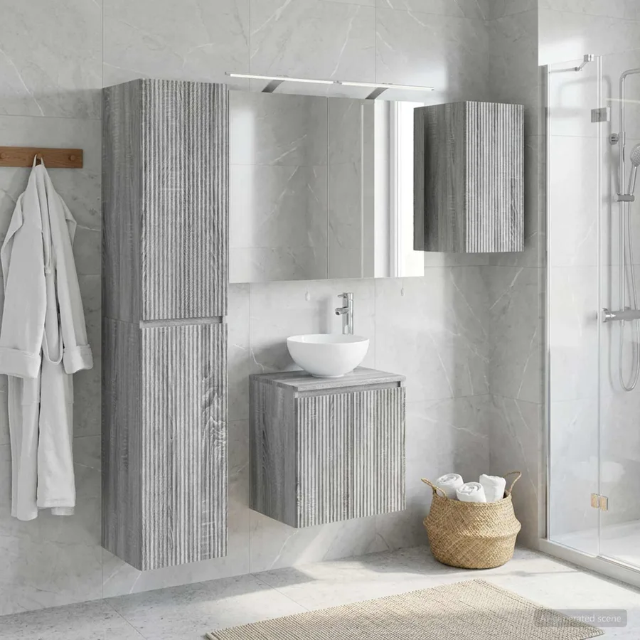 Ensemble d'armoire de salle de bain 5 pcs Sonoma gris - 4