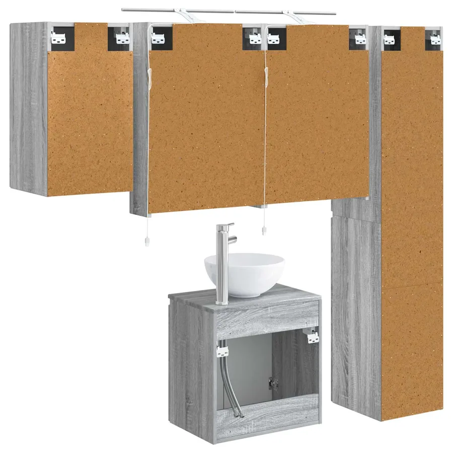 Ensemble d'armoire de salle de bain 5 pcs Sonoma gris - 9