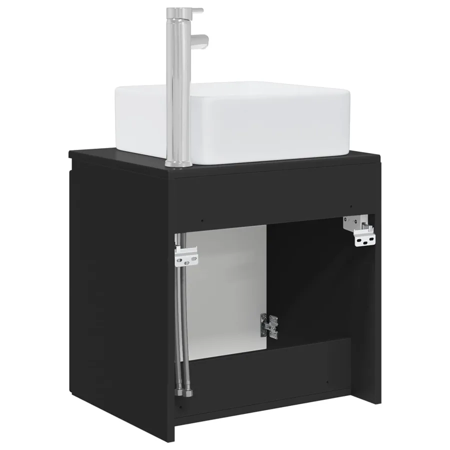 Vanité de lavabo mural Noir 49,5 x 41 x 63 cm Bois d'ingénierie - 5