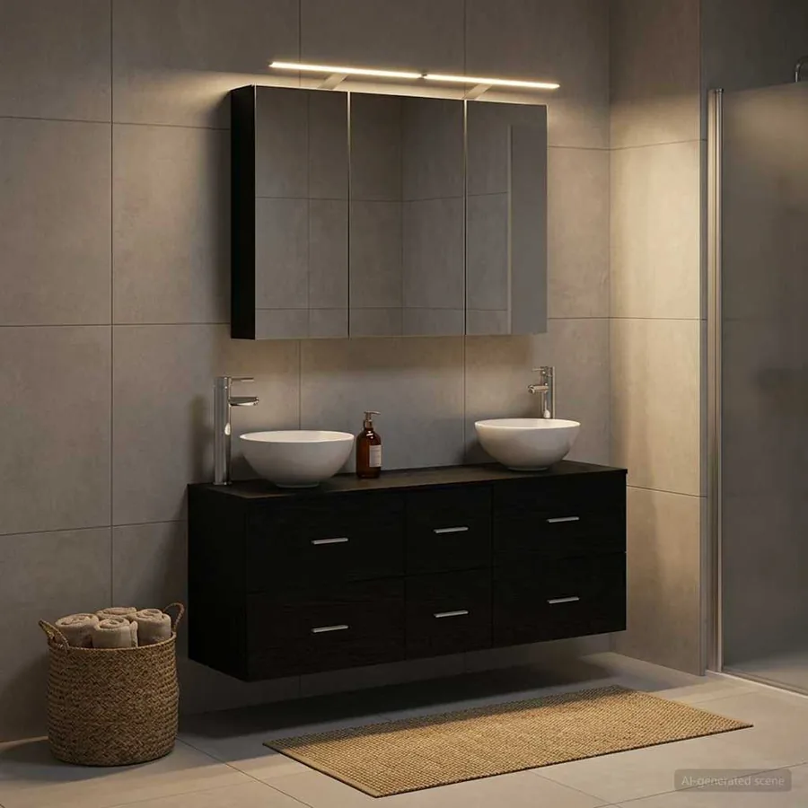 Ensemble de mobilier de salle de bain 4 pcs Chêne noir