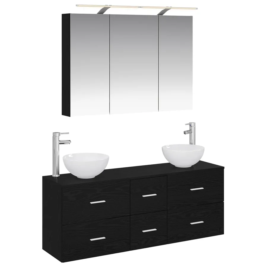 Ensemble de mobilier de salle de bain 4 pcs Chêne noir - 2