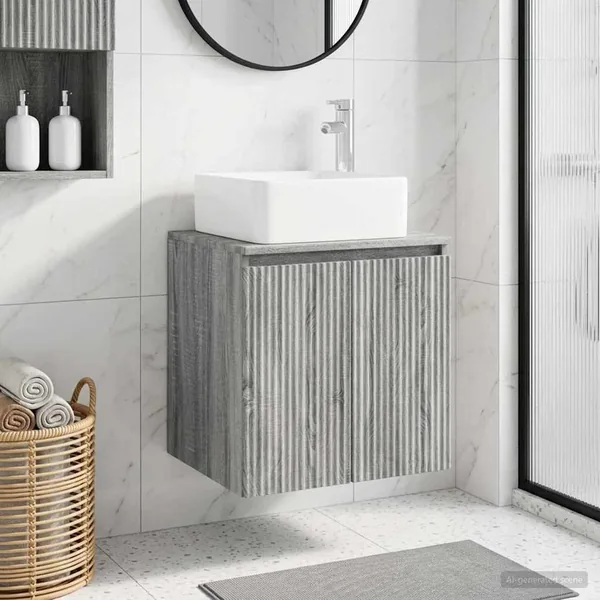 Vanité de lavabo mural Sonoma gris 49,5 x 41 x 63 cm